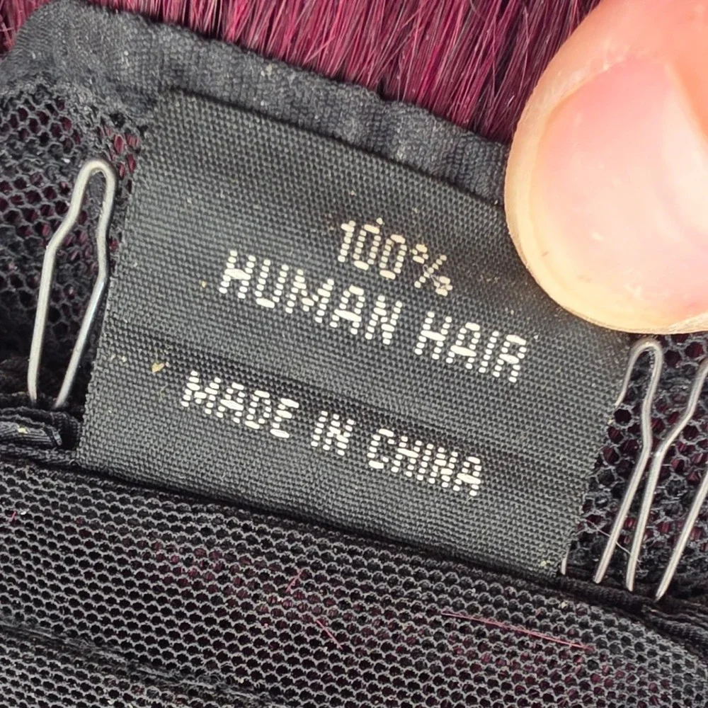 100% Human Hair Ombre Magenta Purple Bob Wig Dark Roots Layered Short Style